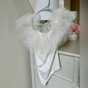 Boutique White Tulle Bodysuit
